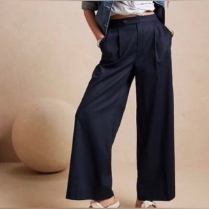 NWT! Banana Republic Navy Blue Linen-Blend Wide-Leg Pant - Multiple